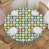 Round Checkered Plaid Daisy Flowers Tablecloth Waterproof Oil-Proof Table Cover 70 Inch Green Multicolor Table Cloth