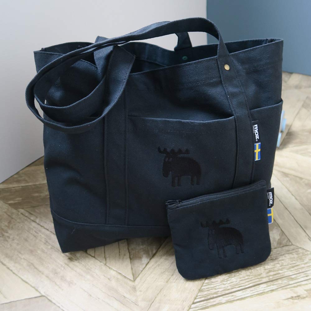 FARG & FORM Stylish Canvas Tote Bag, Black, Large, by moz, Scandinavian brand FARG & FORM