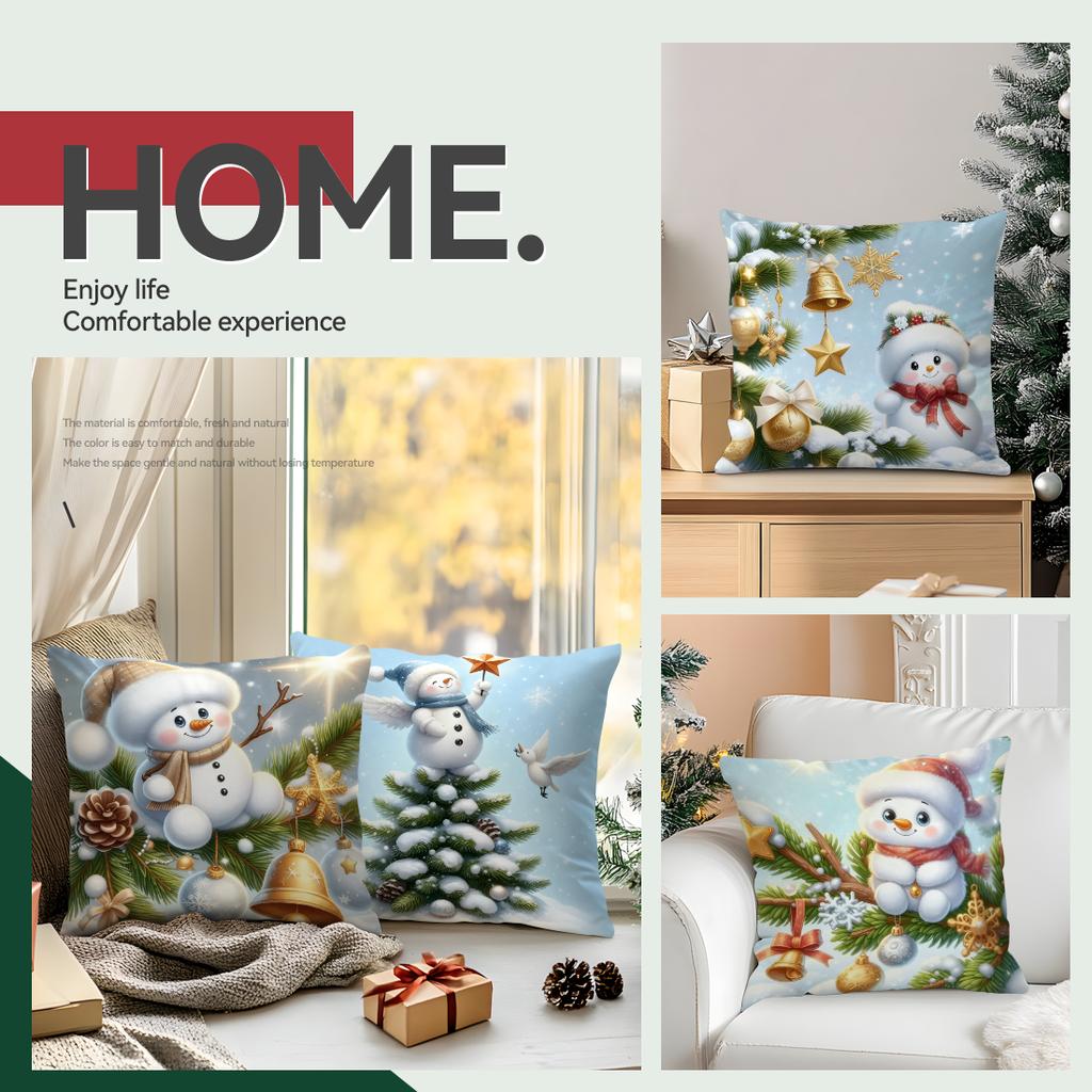 45X45Cm Cartoon Christmas Snowman Pillowcase Bedroom Sofa Cushion Cover 100% Polyester Living Room Cushion Pillowcase Home Decor