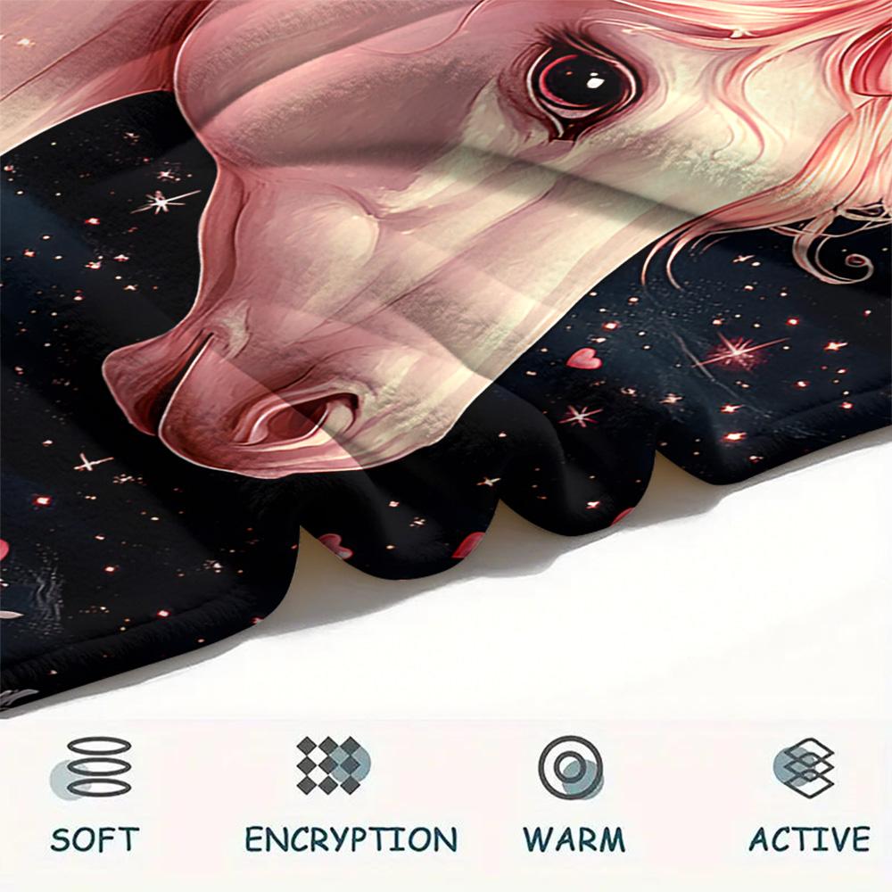 Unicorn Print Flannel Blanket, High Quality Comfortable for All Seasons, Home Decor, Warmth and Comfort, Perfect for Christmas Gifts