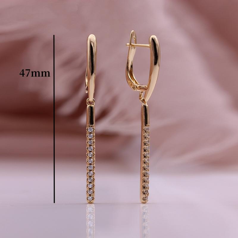 

Женские длинные серьги цвета розового золота, цилиндрические серьги-подвески с искусственным цирконом, подарок для подруги на день рождения, банкет розового золота