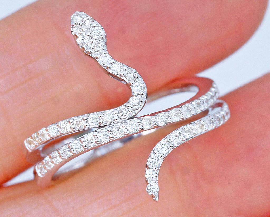 Sparkling Diamond Micro-Inlaid Zircon Women'S Snake Ring, Personalized Creative Ring Jewelry