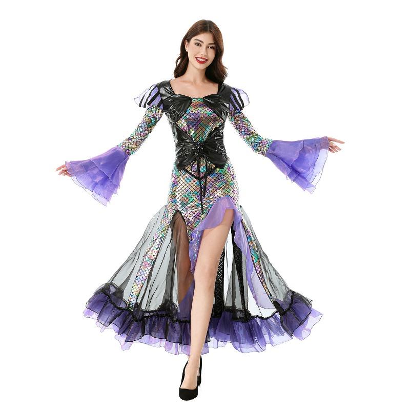 Halloween costume sequined mermaid princess performance stage costume evening dress elf sexy dress