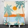 Tropical Palm Trees And Sunset Pattern Waterproof Shower Curtain 180X200Cm - Beach Style Print Bath Curtain For Home Decor