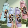 1PC Thanksgiving Turkey Art 750ml Color Plastic Sports Water Bottle Leakproof Flip Straw Lid Suitable for Sports Office Home Use