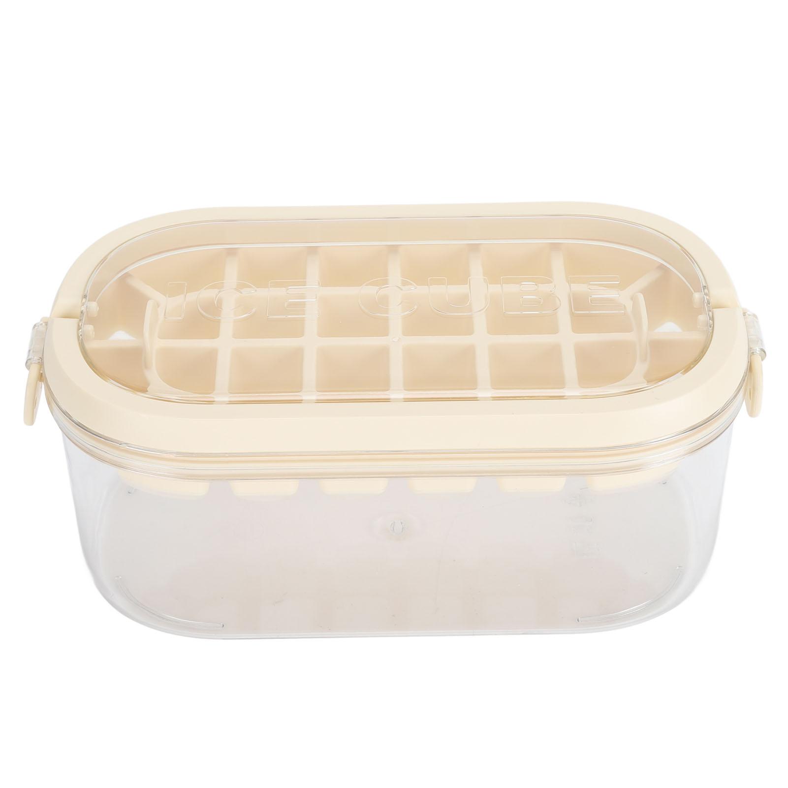

Ice Cubes Tray Double Layer 54 Grids Large Capacity Ice Maker Mould with Lid Bin Scoop for Freezer Beige (Soft Bottom
