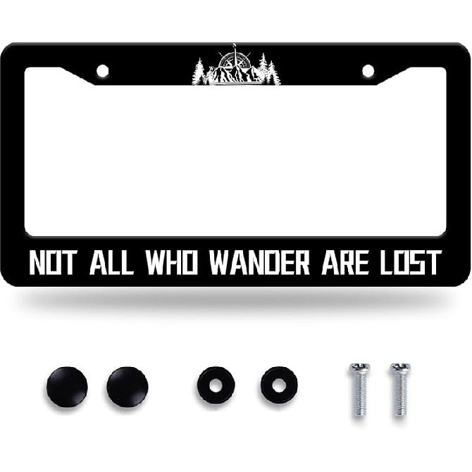 Waves License Plate Frame Ocean Wave Mounta License Plate Stainless Steel Parts Funny License Plate Decorative With Screws Size 12.3" X 6.3"