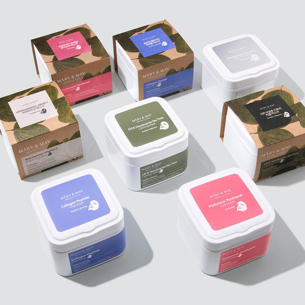 MARY&MAY HYALURONIC PANTHENOL HYDRA MASK / Cica Houttuynia Tea Tree Calming Mask 30ea / Korean Cosmetics, Kbeauty