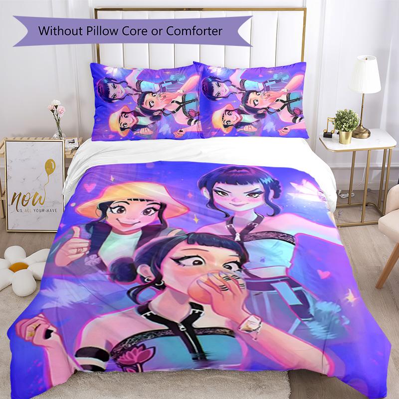 KPOP Hunter Juego de Cama de 3 Piezas Funda Nórdica Cierre Incluye 1 Funda Nórdica y 2 Fundas de Almohada para Todas las Estaciones Dormitorio Hogar Decoración de Dormitorio Universitario