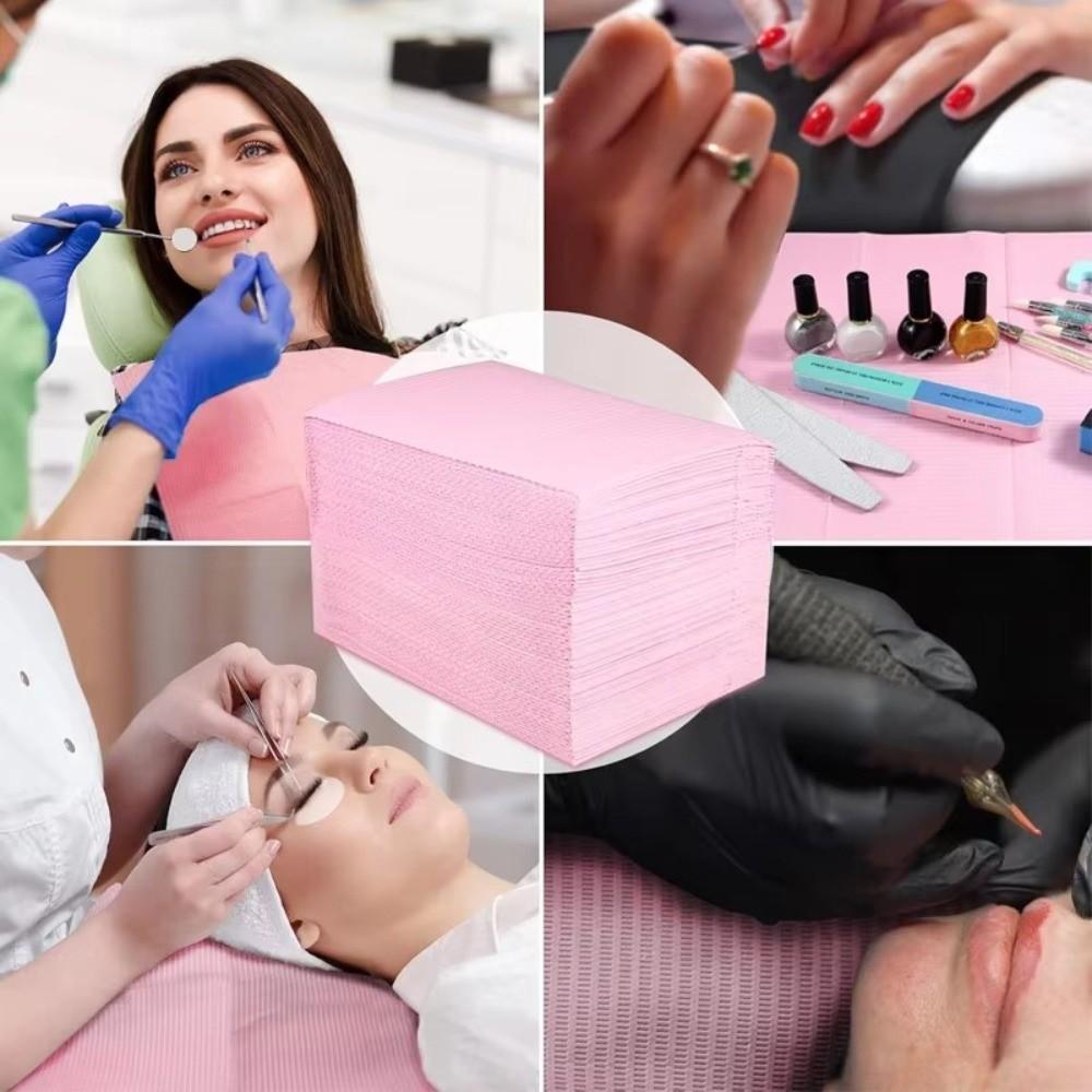 125PCS Portable Nail Paper Table Mats Disposable Pink Beauty Apron Manicure Mat  Beauty Salon