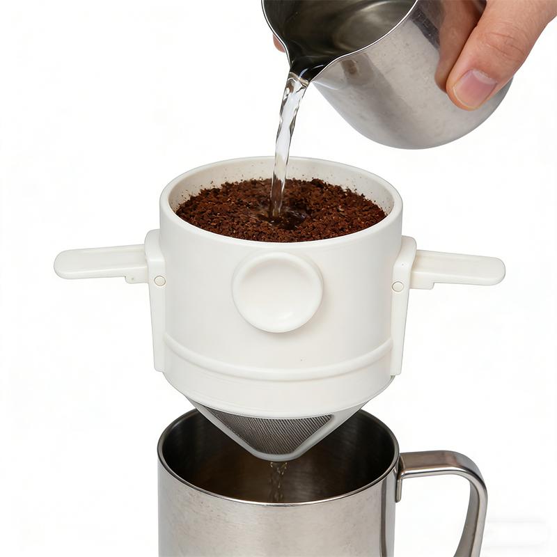 1PC Reusable Gifts Ear Hook Easy Pour Design Coffee Filter Portable With Foldable Dripper Office Stainless Steel Home