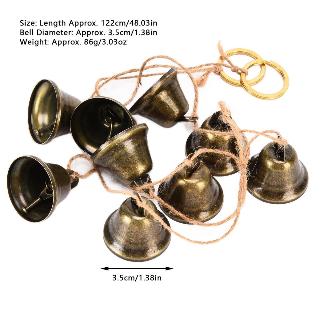 122cm Hanging Bells String Handicrafts Decorative String of 9 Iron Vintage Christmas Bells for Family Gatherings Christmas Decor