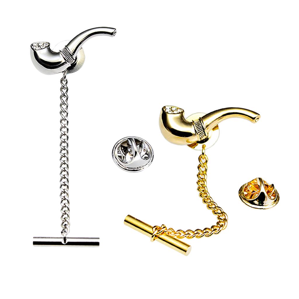 Mens Smoking Pipe Shape Tie Tack Clip for Wedding Business Formal
