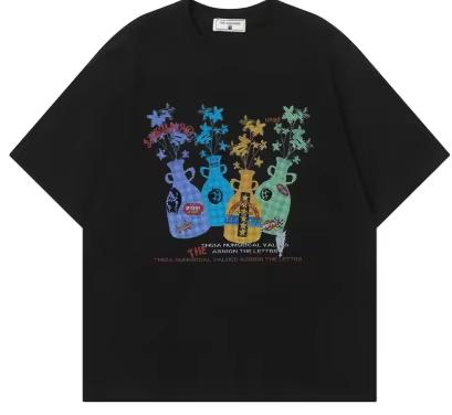 Creative Nichestyle Painted Print Summer Shortsleeved Cotton Tshirt For Unisex And Unisex Streetwear Loosefitting Tshirt
