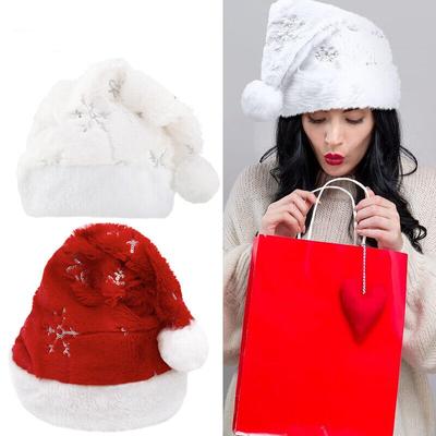 Weihnachten Weihnachtsmann Mütze Weihnachtsmützen für Erwachsene Plüsch Samt Weihnachten Luxus Schneeflocken Mütze Frohe Weihnachten
