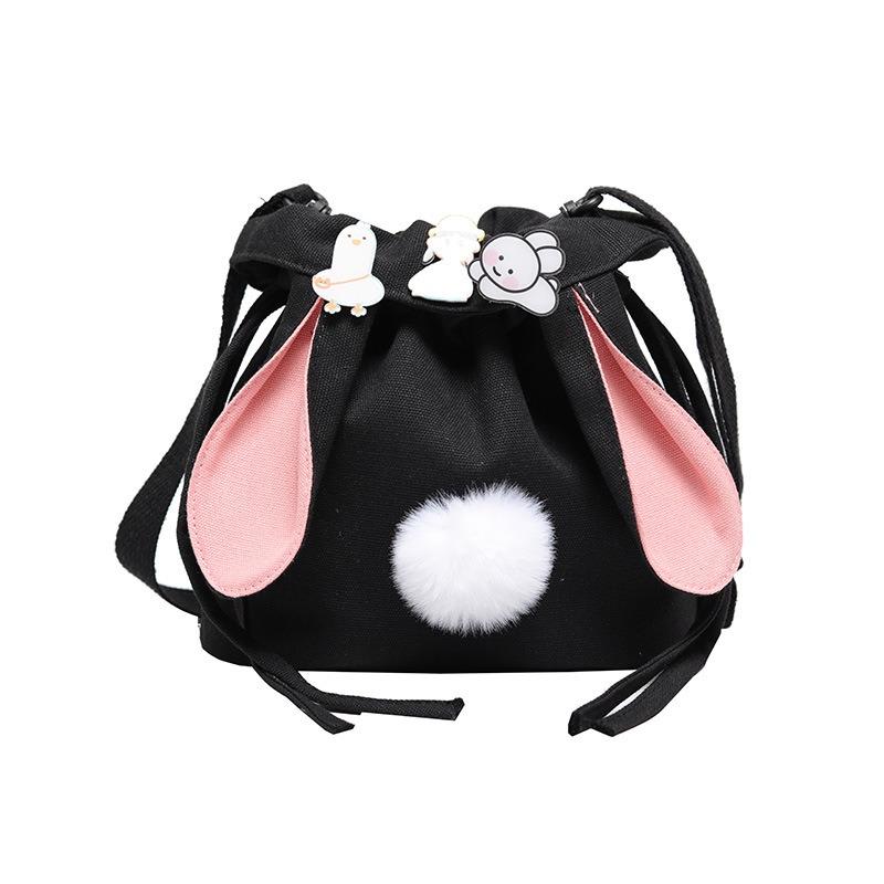 Canvas bag new women's bag fashion trend personalized bucket bag contrasting color messenger bag