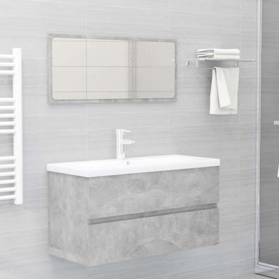 Bathroom Vanity Unit Concrete Grey 90 X 38.5 X 45 Cm Particleboard