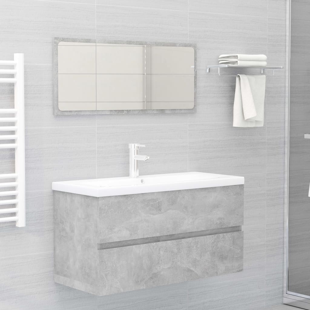 Bathroom Vanity Unit Concrete Grey 90 X 38.5 X 45 Cm Particleboard