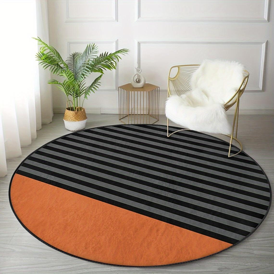 

Creative Patchwork Round Area Rug Soft Floor Mat Living Room Kitchen Decor Washable Indoor Carpet Modern Home Accessory Diameter 60cm