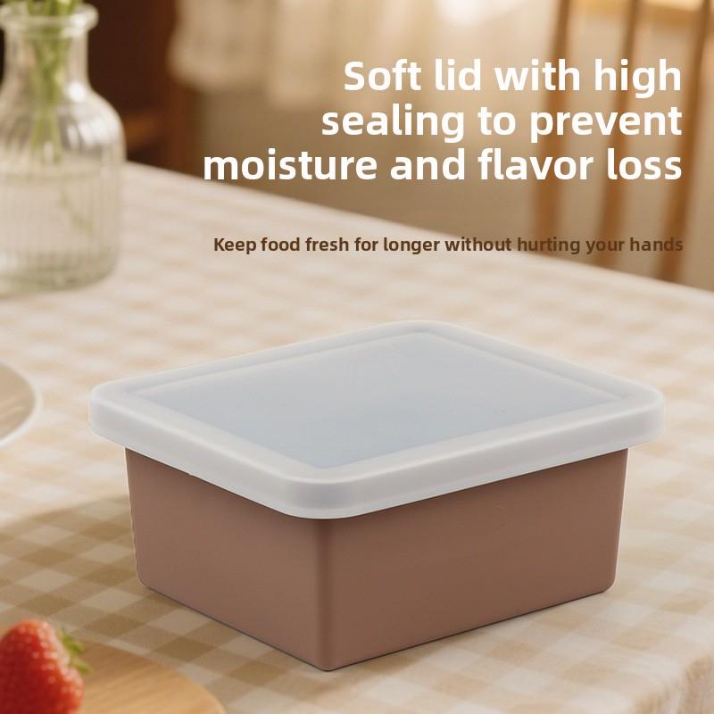 Food-grade silicone freshness box can be microwaved to heat leak-proof soup box refrigerator storage box sealed freezer box