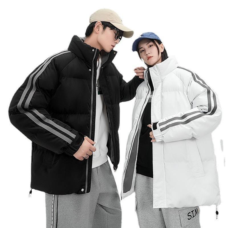 Winter Stand-up Collar Cotton-padded Clothes for Men and Women of the Same Style Feather Rong Cotton-padded Clothes, Loose Flow Versatile 