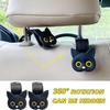 Car Seat Headrest Hooks - Cute Cartoon Cat Hook Vehicle Hanger For Purses, Bags, Coats, Umbrellas Holder (2Pc Black)