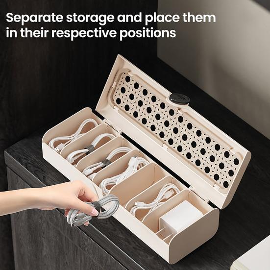 Pudełko Organizer na Kable Pudełko do Zarządzania Kablami na Biurko z Pokrywką Pudełko do Przechowywania Kabli