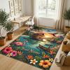 Tropical Leaves Theme Soft Crystal Velvet Rug Custom Name & Text Print Non Slip Floor Rug for Bedroom Living Room