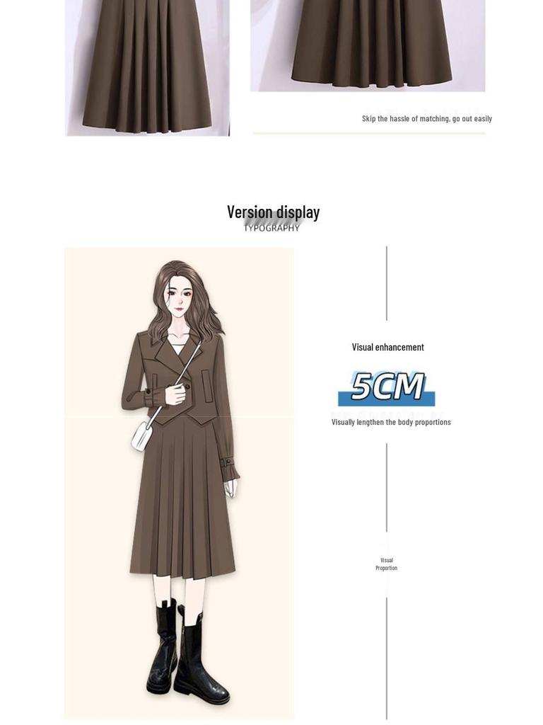 Plus Size Women's Suit: Jacket & Midi Skirt French Design 2025 Autumn Collection