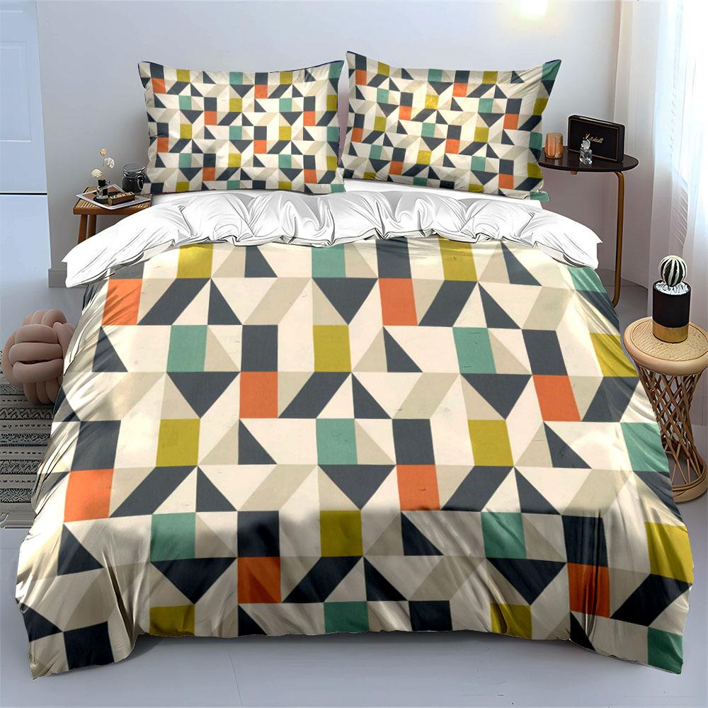 Geometrisches Muster Dreiteiliges Set Mehrere Größen Kinder- Und Erwachsenen-Schlafzimmer Exquisites 3-teiliges Bettwäsche-Set, Geschenk