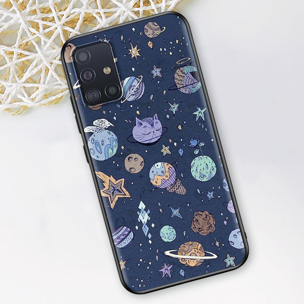 

Чехол с рисунком звездного неба для Samsung Galaxy A51 A12 A21s A71 A52 A31 A32 A02s A72 A11 A41 A22 A01 A42 A91, черный, мягкий чехол для телефона Samsung A50