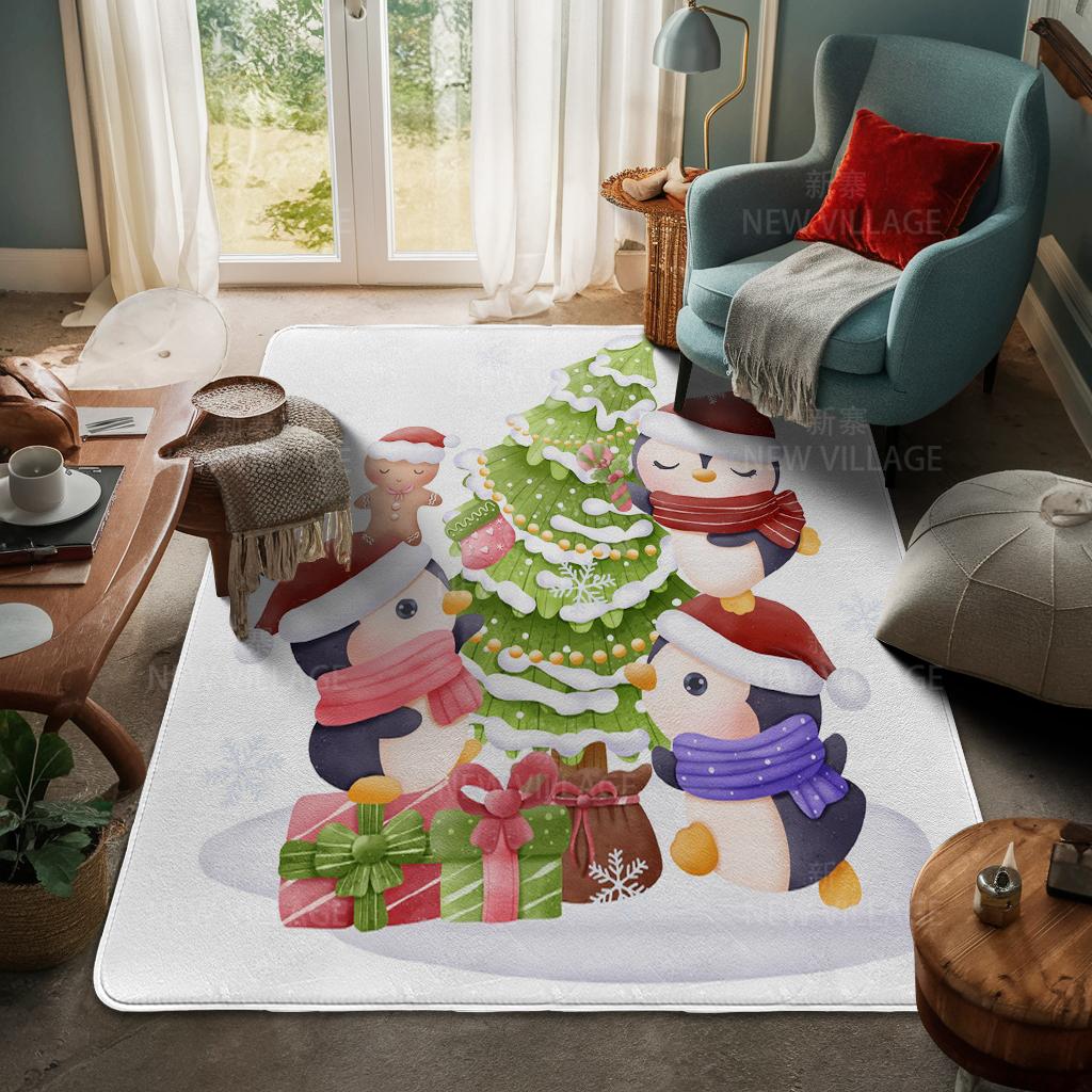 House Entrance Carpet Home Door Mat Living Room Bath Foot Bathroom Non-slip Water Absorption Rugs Bath Merry Christmas Winter