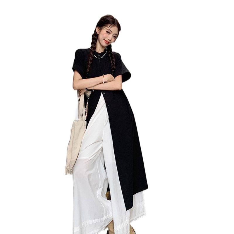 Women's Retro Chic Lace Two-Piece Set: Long-Sleeve Shirt & Wide-Leg Pants