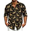 Men's Spring and Fall Casual Long Sleeve Shirt with Christmas Print for Holiday Wear