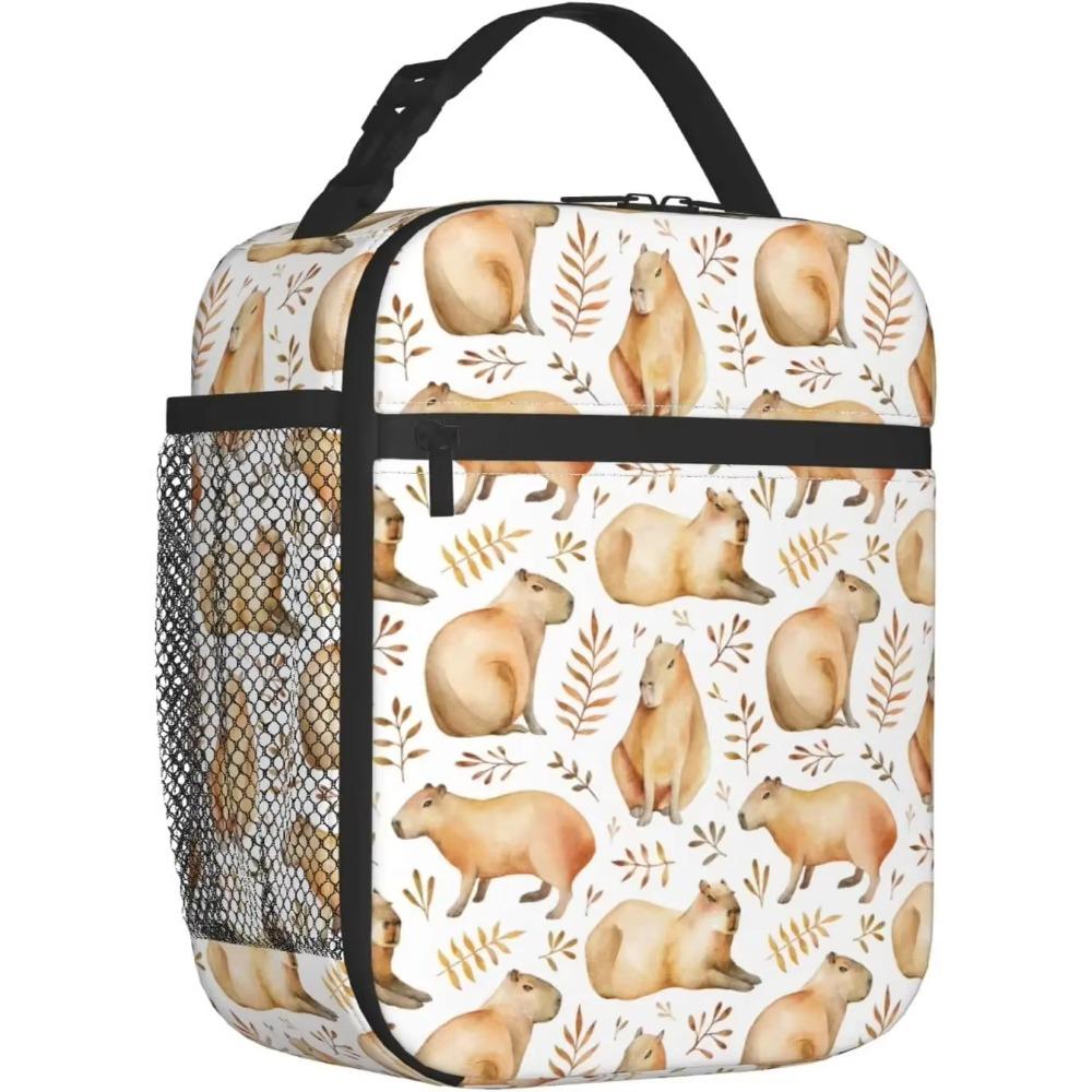 

Capybara Lunch Box многоразовый изолированный ланч-бокс термосумка-холодильник для мальчиков девочек подростков школ мужчин женщин пикника путешествия похода 26x21x11CM бежевый