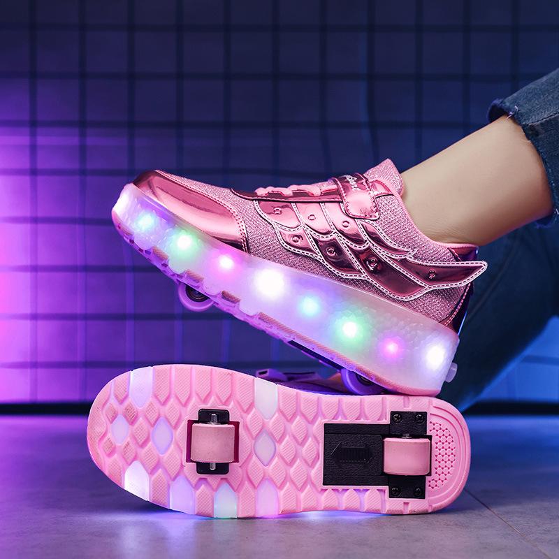 Flashing Luminous Runaway Shoes Children's Skates Double Wheel Student Pulley Shoes