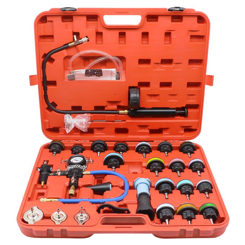 28-Piece Aluminum Alloy Radiator Leak Tester and Coolant Replacement Tool Set