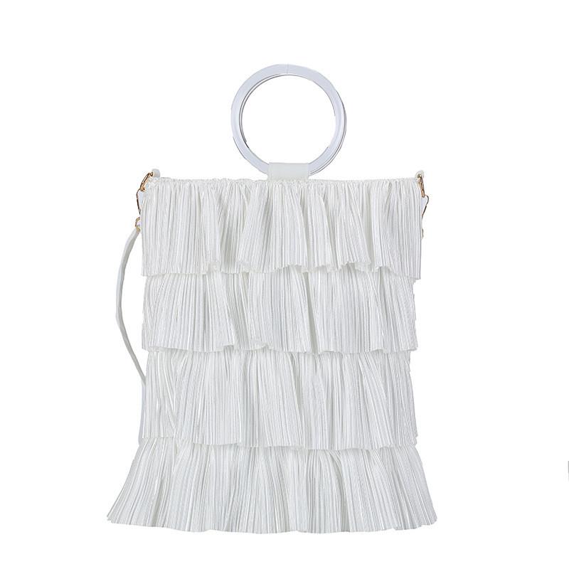 Polyester Wrinkled Tote Bag With Floral Embellishments For Daily Casual Wear