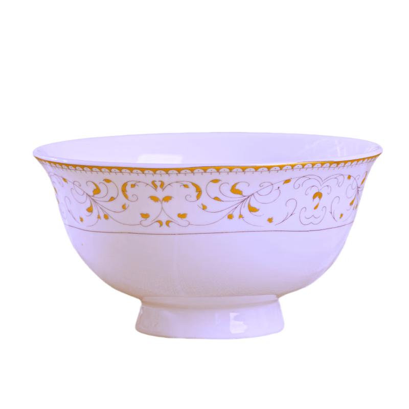 Haoya Jingdezhen Ceramic European Style Rice & Soup Bowl Set 4.5-inch High-Foot Bowl, 10-Pack