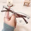 Trendy Anti Blue Light Wooden Grain Leg TR90 Myopia Glasses, Men Women Big Square Blue Ray Blocking for Computer Glass Frames