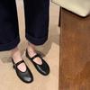 Sheepskin Version~ Well-behaved Round Head Minimalist Word with Shallow Mouth Girl Mary Jane Shoes Women's Leather Flat-soled Single Shoes Laden Shoes