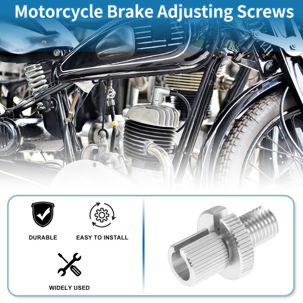 A ABSOPRO Motorcycle Brake Lever Ballet Adjuster Screw M10 Motorcycle Brake Adjustment Screw Silver Tone 2pcs