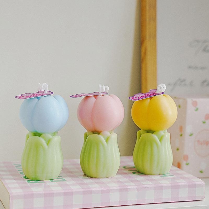 1 ks Luxusní svíčka ze sójového vosku ke Dni učitelů DIY sada DIY vonná svíčka Realistická květinová dekorace Bez kouře Vonná svíčka 7,7x4,5cm