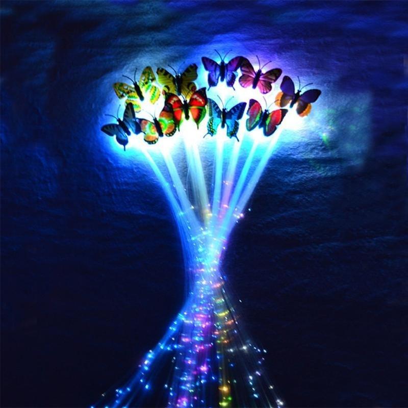 1Pcs Cute Butterfly LED Light-Emitting Fiber Optic Wire Hairpin Luminous Silk Braids Styling Tool