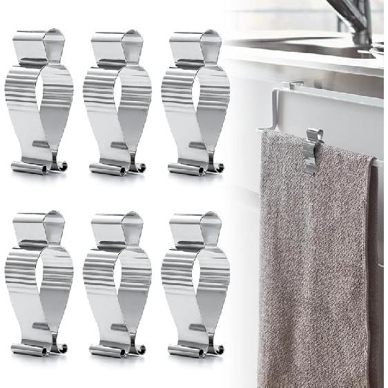 Aieve 4 Pcs Stainless Steel Towel Clips,Hand Towel Clips for Kitchen or Bathroom, Towel Holder Clips for Towel Rack,Oven Handle, Dishwasher, Stove