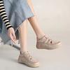 Leather hollow sandals summer new thick-soled soft-soled breathable casual shoes hole shoes