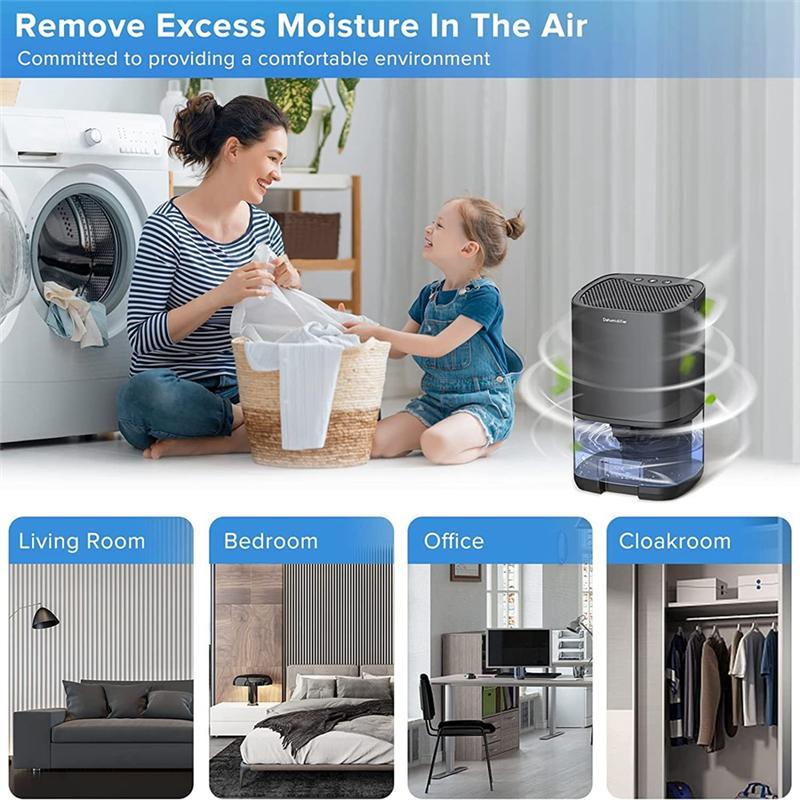 Dehumidifier, Dehumidifiers for Home 35Oz Dehumidifier for Bathroom 2500 Cubic Feet(280 Sq Ft) US Plug Black