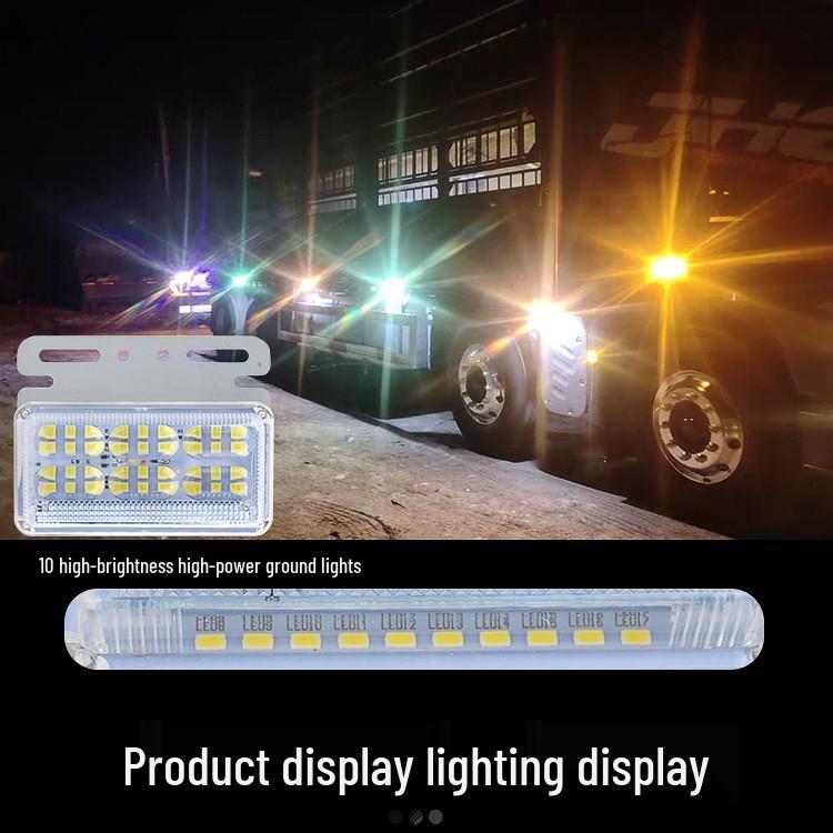 LED Truck Side Marker Lights: High Brightness Ground Light 12V/24V for Trailers with Turn Signal and Tire Side Illumination.
