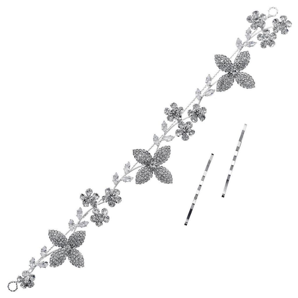 Hochwertiges Braut-Strass-Blatt-Stirnband mit Zirkonia-Einlage