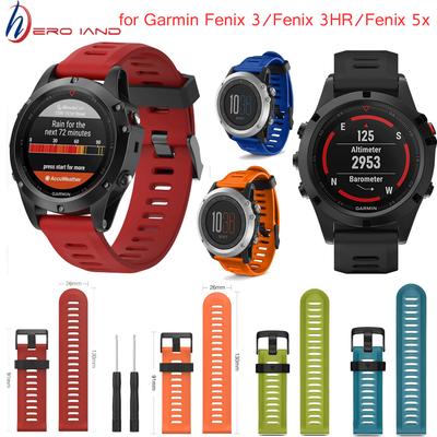Farebný 26 mm široký silikónový remienok na zápästie pre outdoorové športy, náhradný náramok na hodinky pre Garmin Fenix 3 HR 5X